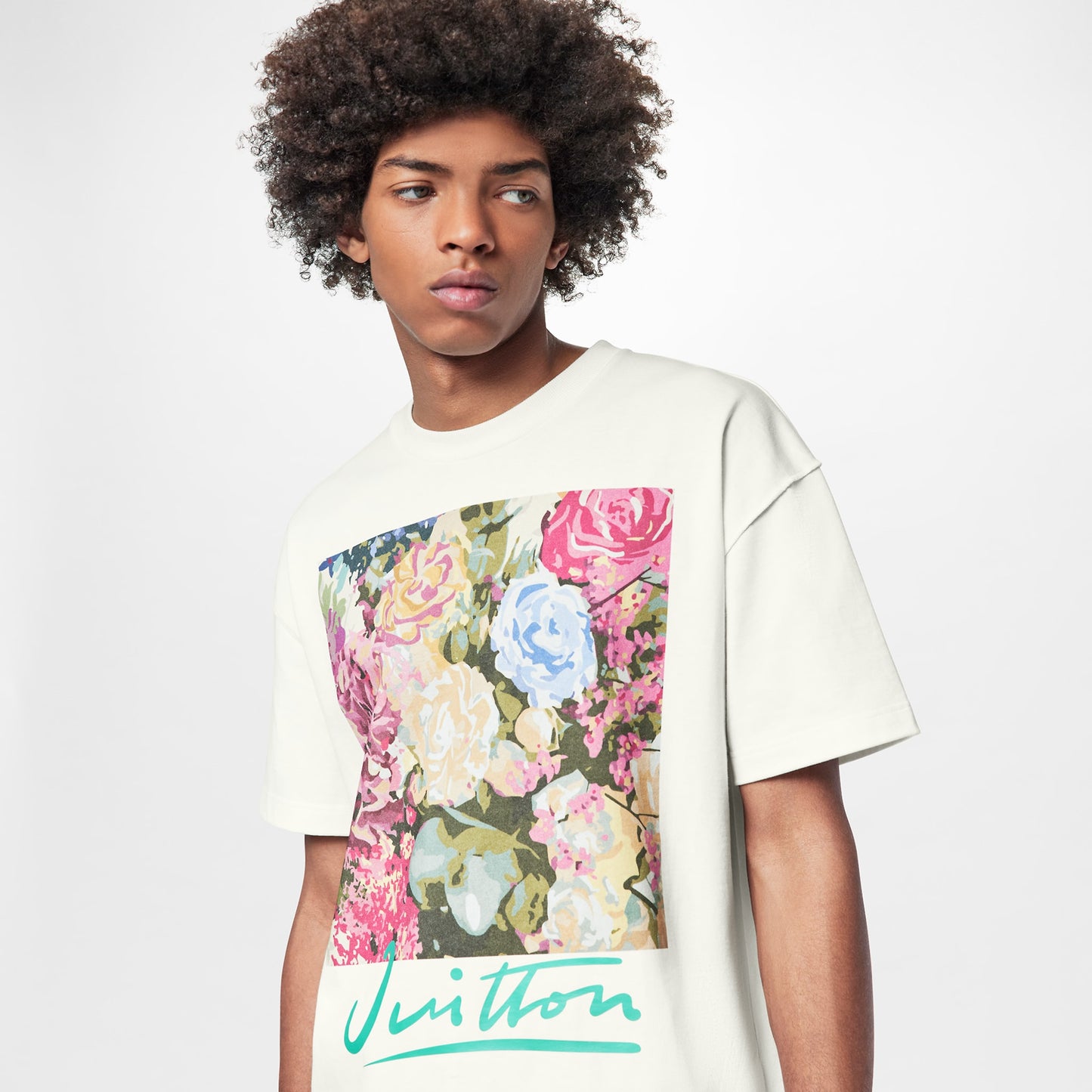 Auth Louis Vuitton Men's 22A LV Flower Tapestry Print T-shirt White L(179462